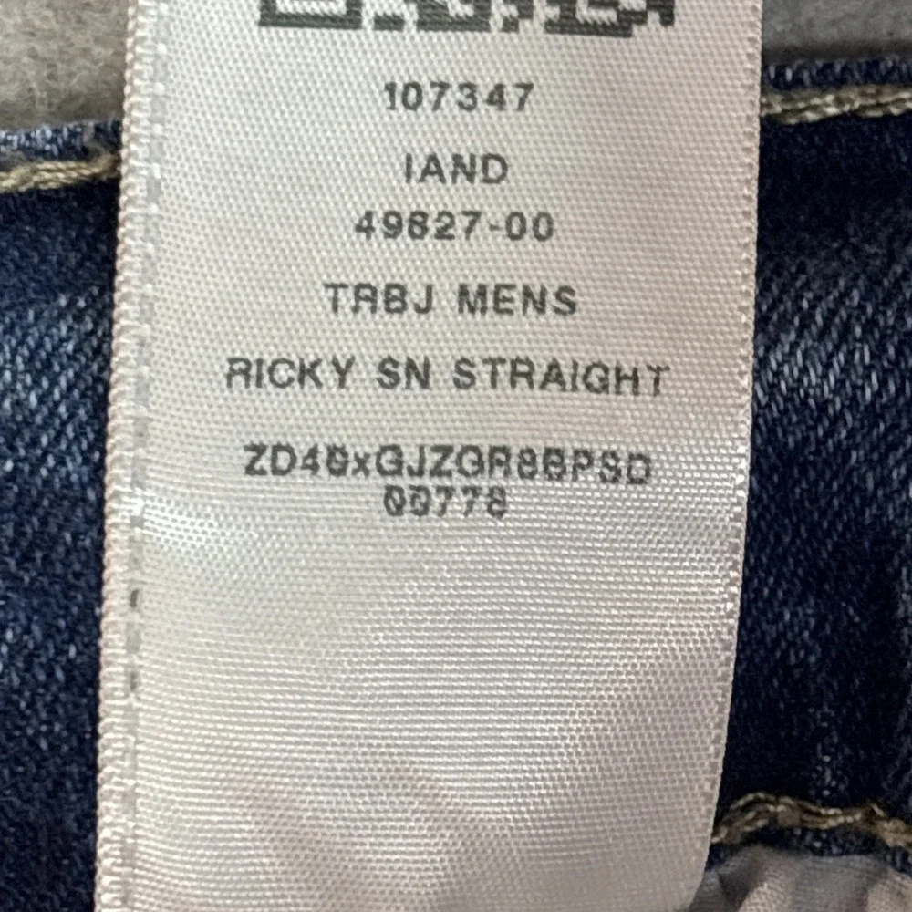True Religion Men Ricky Relaxed Straight Blue Denim Jean Logo Size 36 (38x34)